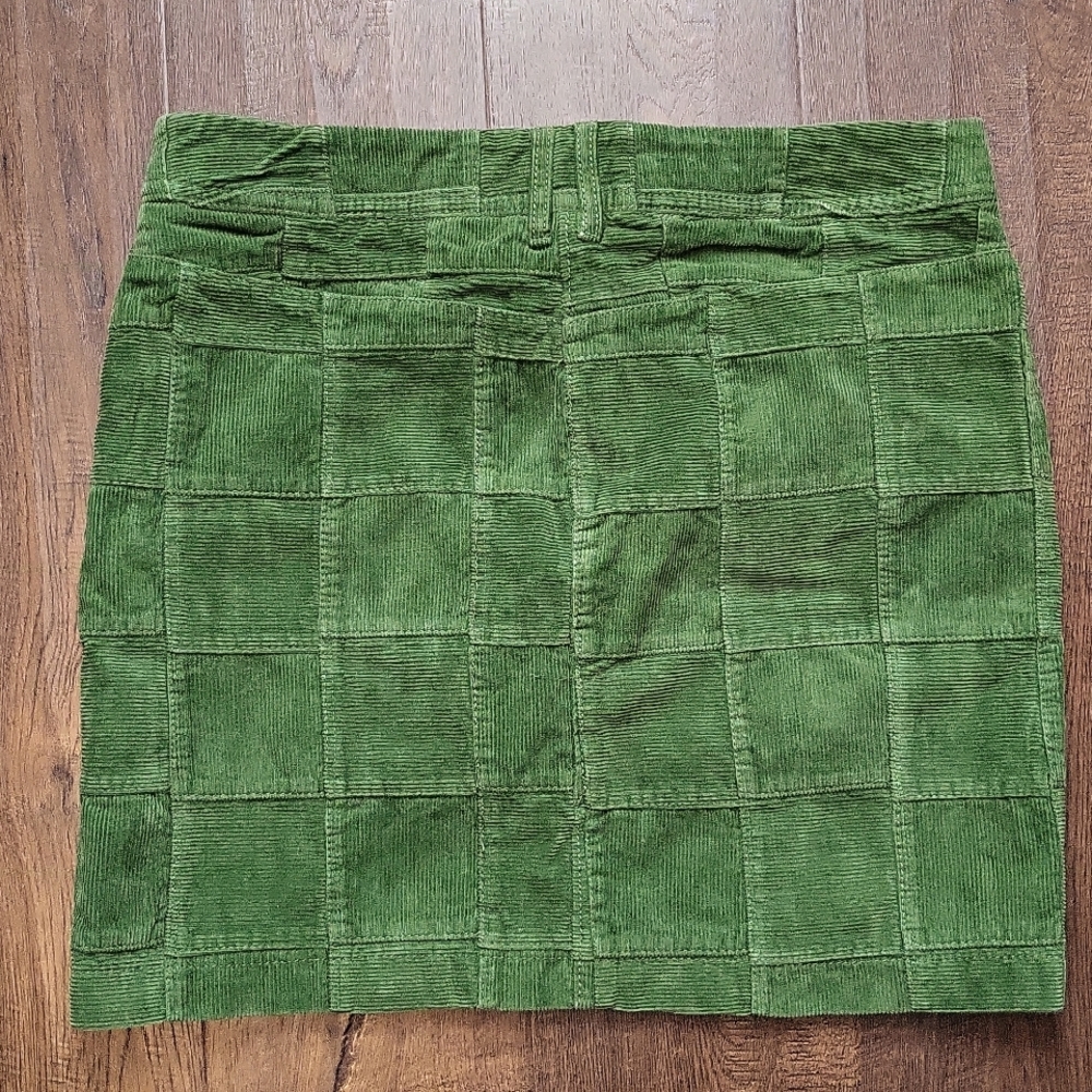 LOFT Green Patchwork Corduroy Mini Skirt - Picture 4 of 8